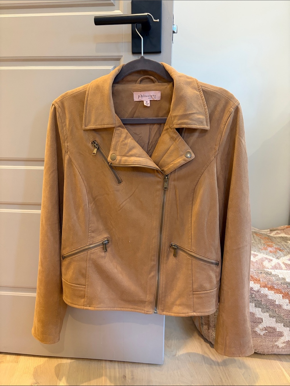 Philosophy Camel Suede Moto Jacket